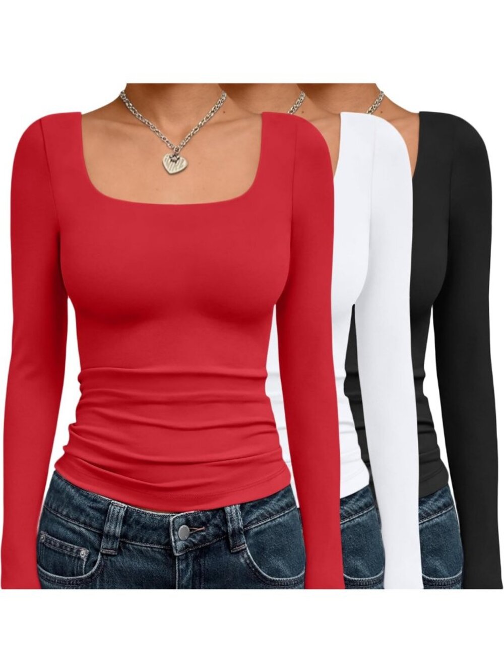 AUTOMET 3 Pack Womens Long Sleeve T Shirts